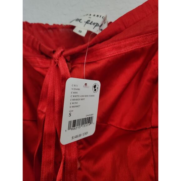 Free People x Brenda King Red Satin Corset Top with Ruched Straps – NWT | Size S - Picture 4 of 9